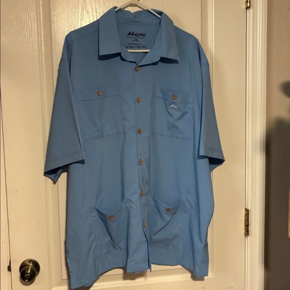 Mojo Sportswear Men's XXL Blue Short Sleeve Vented Fishing Guide Shirt
